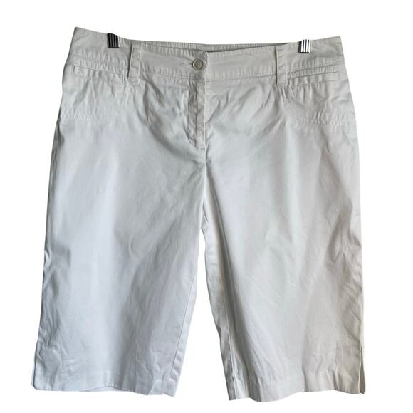 Tribal Pants - Tribal Extensible Stretch Bermuda Shorts Sz 8 White Neutral Coastal Preppy